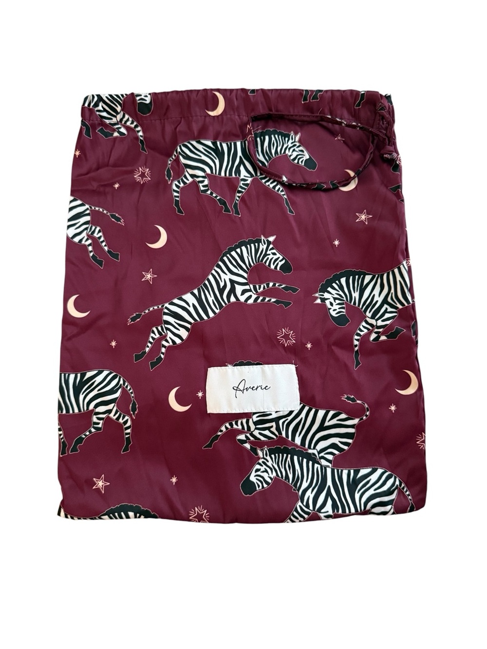 Averie Dust Bag with Burgundy Zebra Print